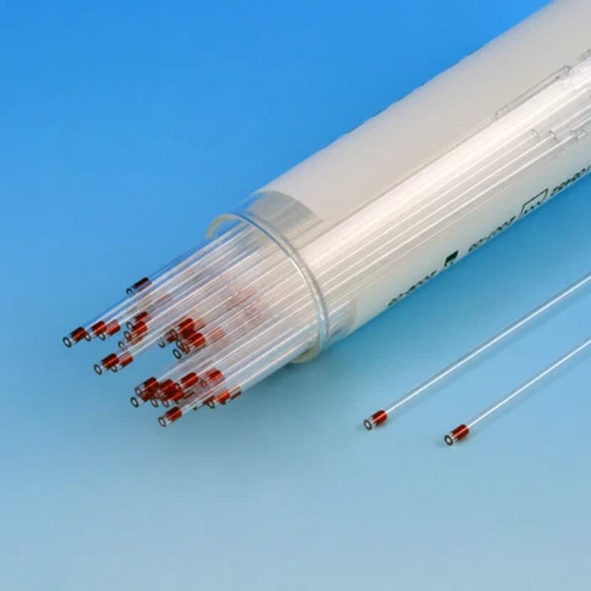 Capillary Tube, Microhematocrit, Soda Lime Glass, Red Tip, Sodium Heparinized, 100/Vial, 10 Vials/Unit