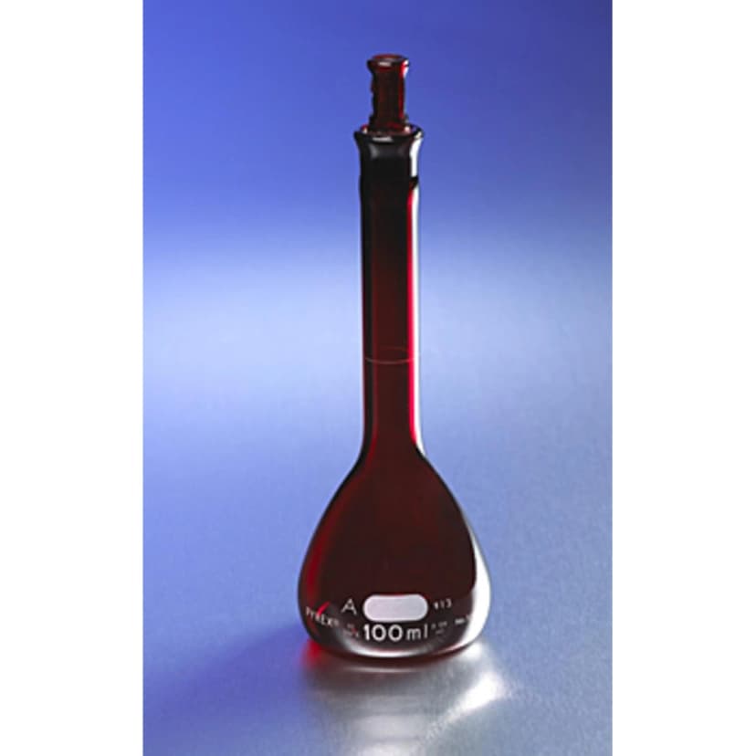 PYREX Low Actinic 10mL Class A Volumetric Flask with Glass Standard Taper Stopper