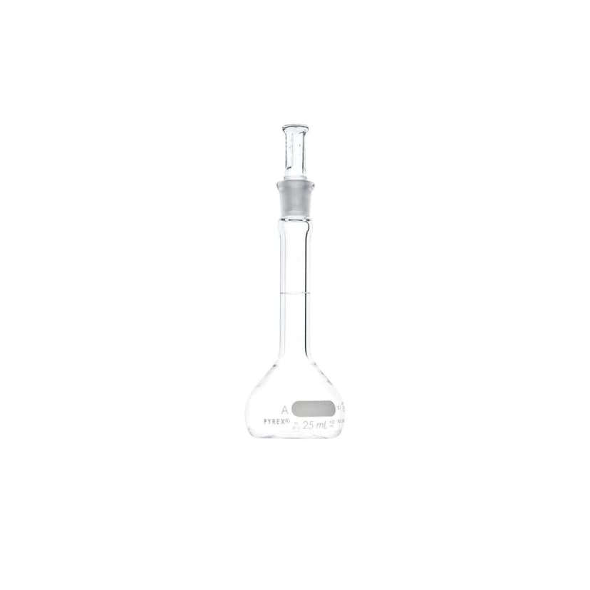 PYREX 25mL Class A Volumetric Flasks with PYREX Glass Standard Taper Stopper