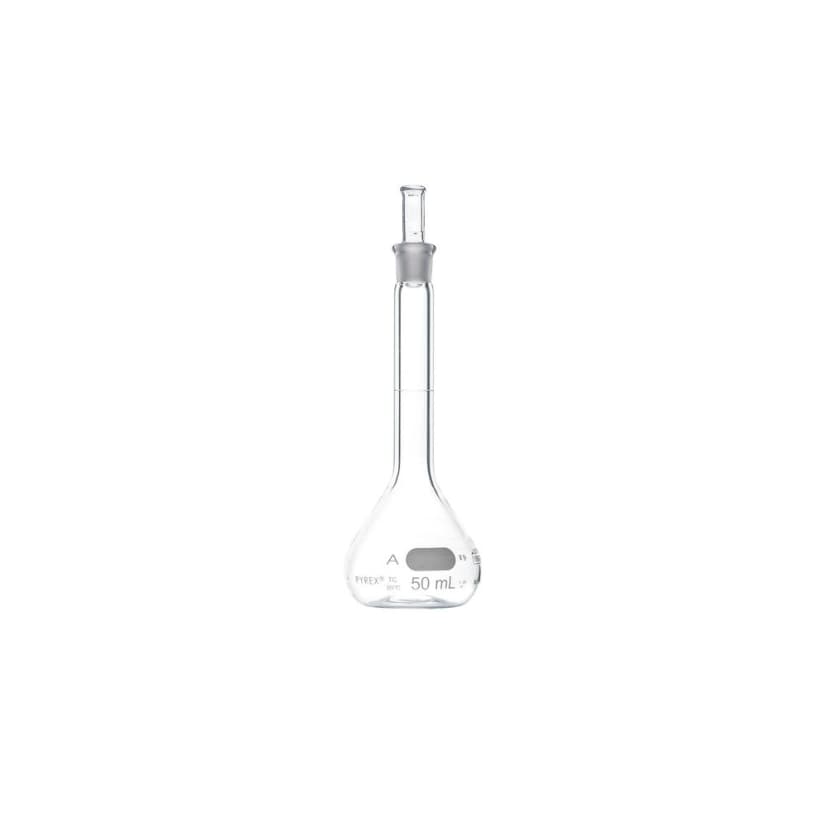 PYREX 50mL Class A Volumetric Flasks with PYREX Glass Standard Taper Stopper