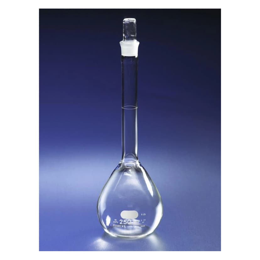 PYREX 2L Economy Volumetric Flasks, Glass Standard Taper Stopper