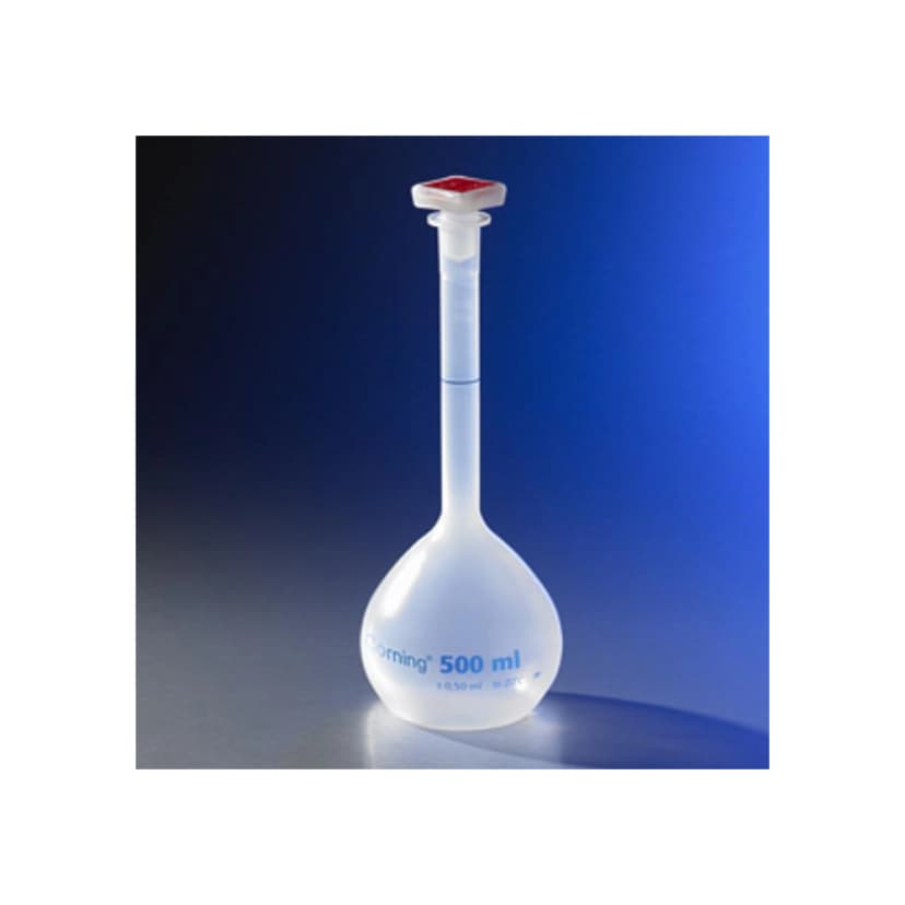 Corning 10mL Class B Reusable Plastic Volumetric Flask, Polypropylene with 10/19 Tapered PP Stopper