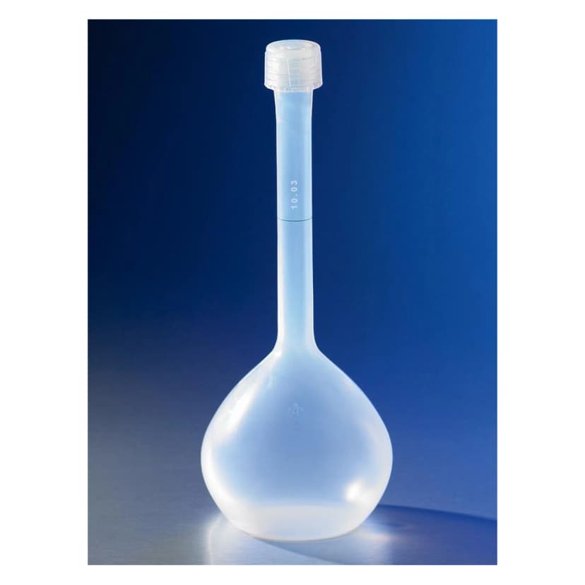 Corning 10mL Class A Reusable Plastic Volumetric Flask, Perfluoroalkoxy-copolymer with GL-18 Screw Cap