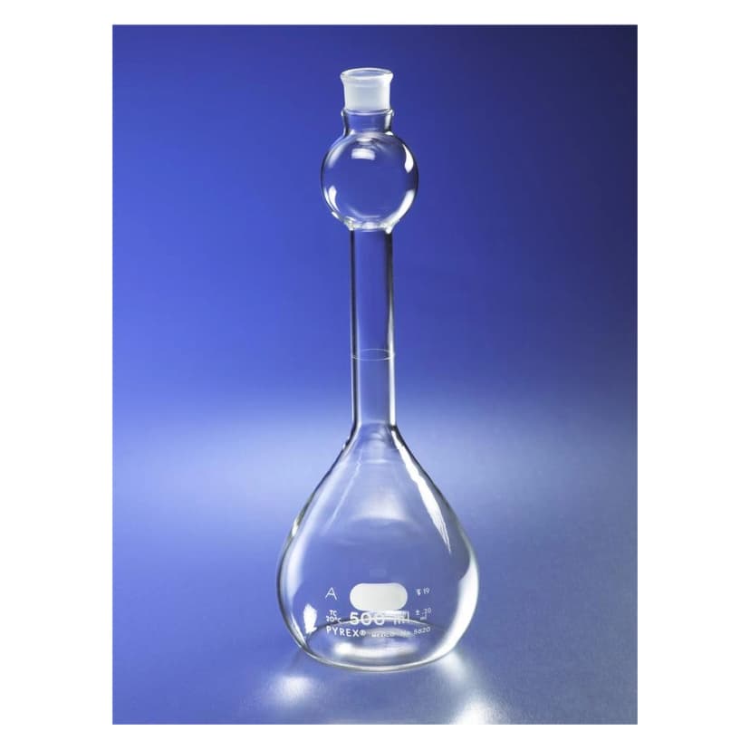PYREX 1L Class A Mixing Volumetric Flask with Glass Standard Taper Stopper