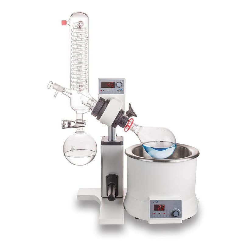 SCI100-S Rotary Evaporator including vertical coiled condenser, 5L bath, 1000ml evaporating flask NS 29/32 and 1000ml receiving flask KS 35/20, 220-240V, 50/60Hz, UK Plug