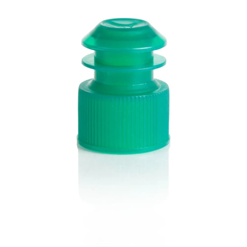 Cap, Flange Plug, 17mm, for 17mm Tubes and 15mL Centrifuge Tubes, Green