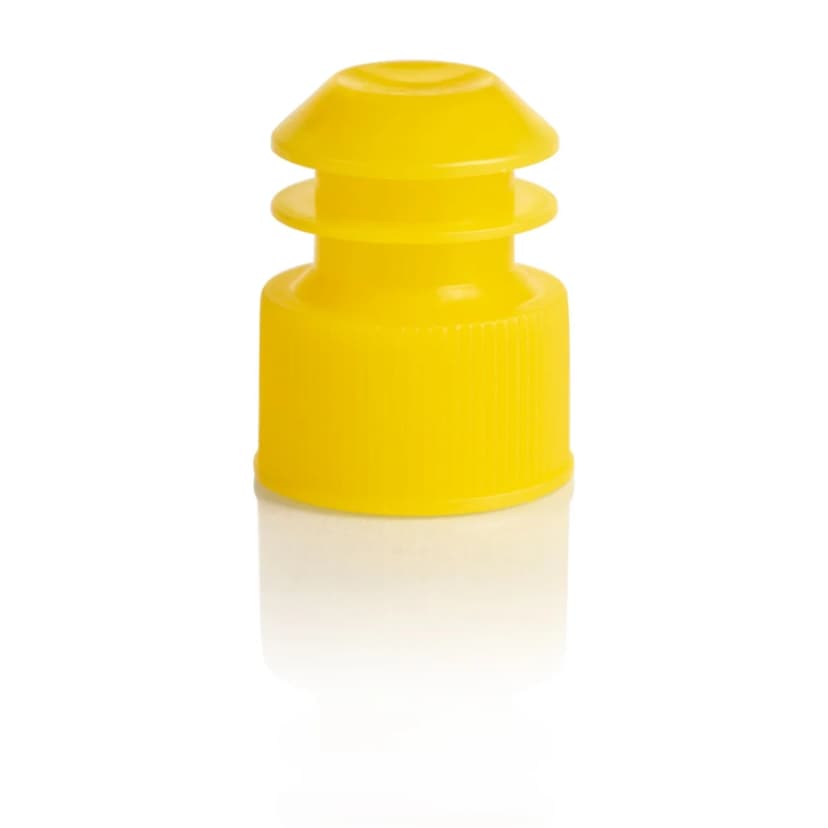 Cap, Flange Plug, 17mm, for 17mm Tubes and 15mL Centrifuge Tubes, Yellow