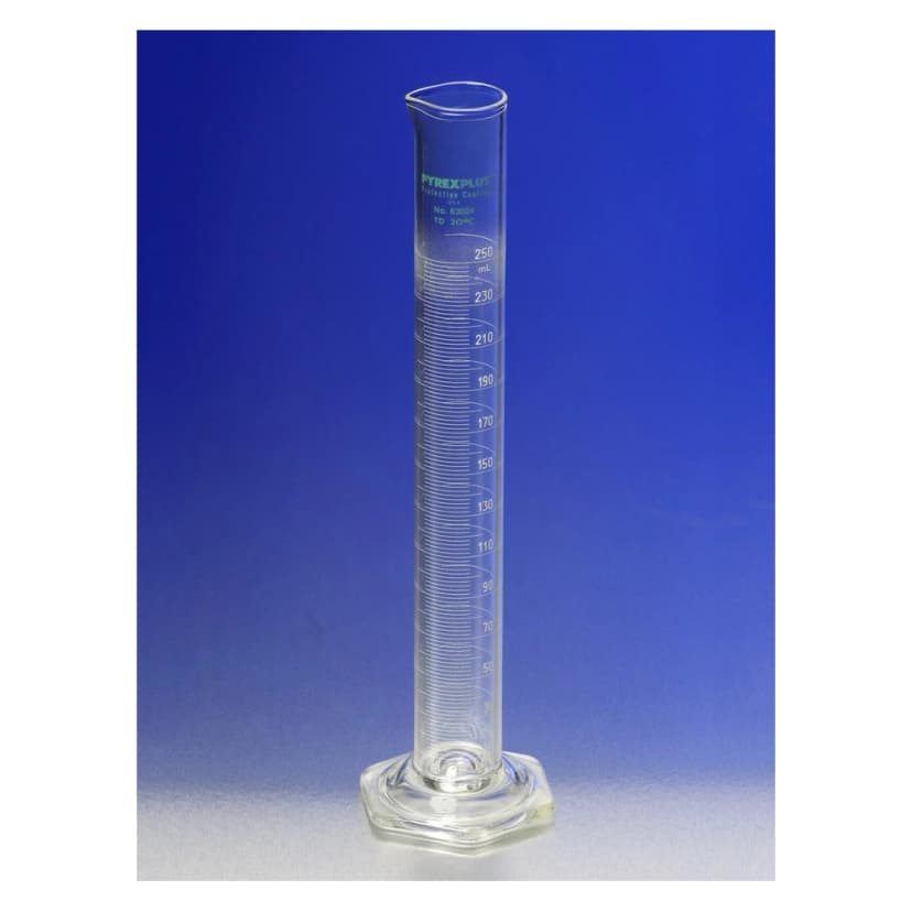 PYREXPLUS Coated 500mL Single Metric Scale Cylinders, White Graduations, TD