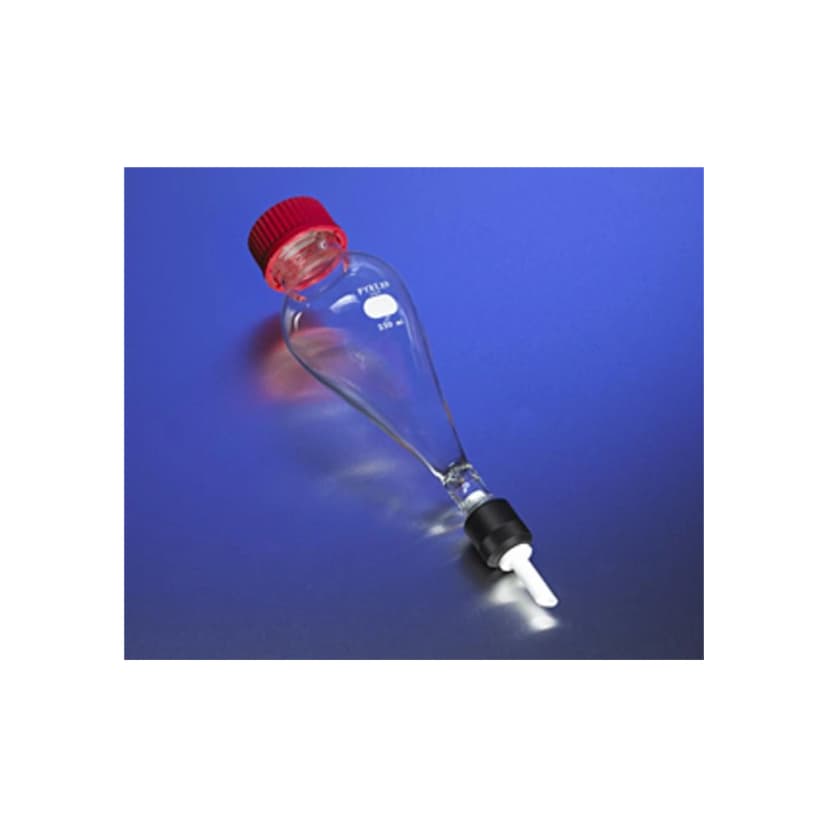 PYREX 500mL Squibb Glass Separatory Funnel with PTFE Valve and Threaded Screw Cap