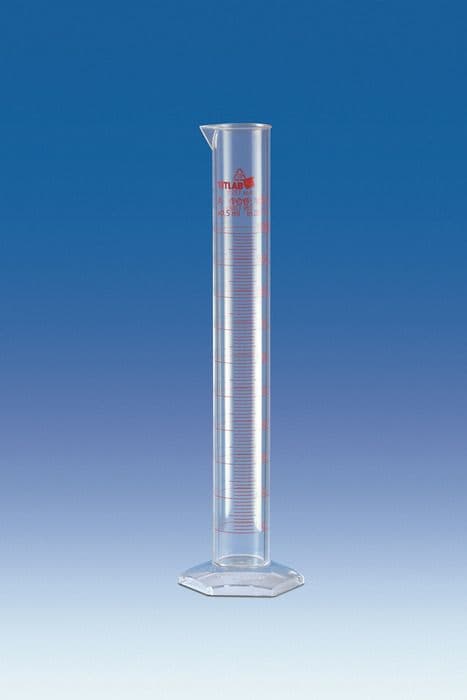 GraduatedCylinder, PMP, molded/screened, Class A cert, 250mL, pk2
