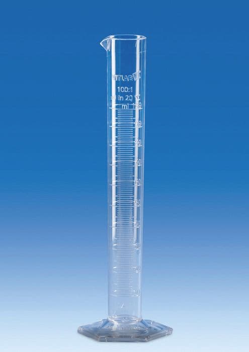 Graduated Cylinder, SAN, molded graduations, 500mL, pack 6