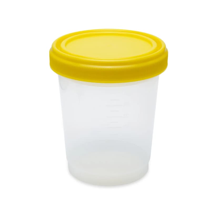 Container: Histology, 1000mL (32oz), PP, Graduated, with Separate Yellow Screwcap