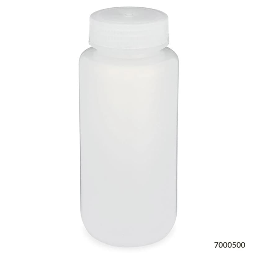 Bottle, Wide Mouth, PP Bottle, Attached PP Screw Cap, 500mL, 12/Pack