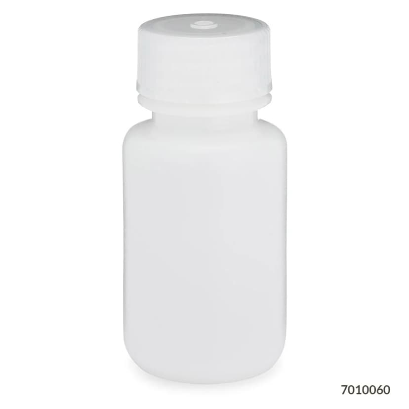 Bottle, Wide Mouth, HDPE Bottle, Attached PP Screw Cap, 60mL, 12/Pack