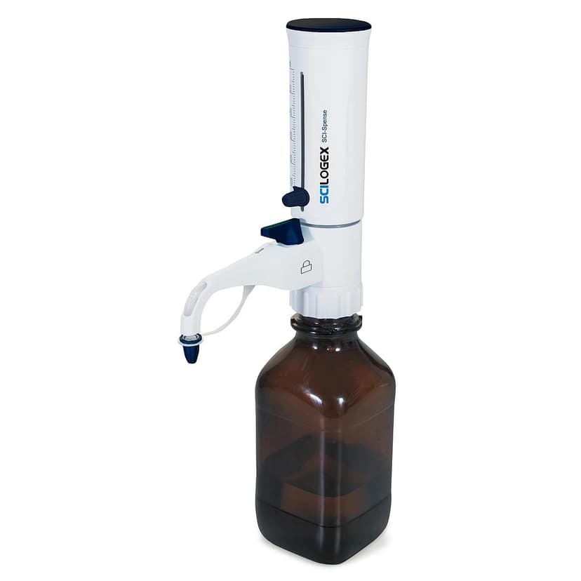 0.5-5mL SCI-Spense2 bottletop dispenser, 45mm thread, c/w 5 adapters