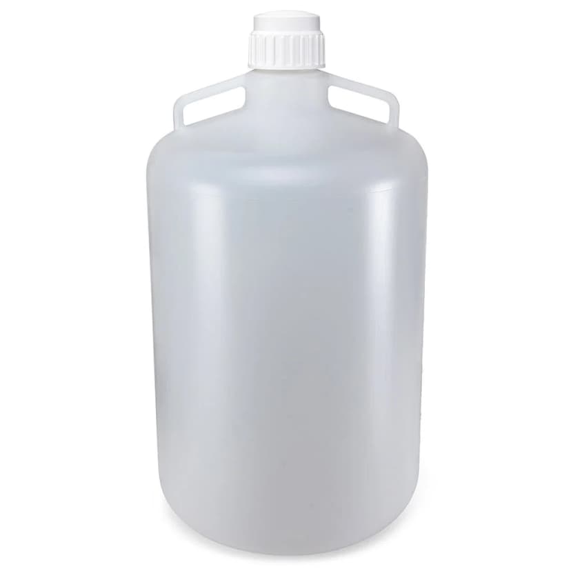 Carboy, Round with Handles, PP, White PP Screwcap, 50 Liter, Molded Graduations, Autoclavable