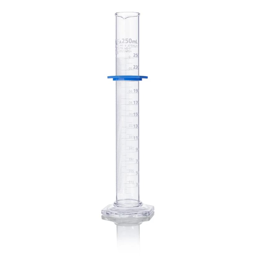 Cylinder, Graduated, Globe Glass, 250mL, Class A, To Deliver (TD), Dual Grads, ASTM E1272, 1/Box