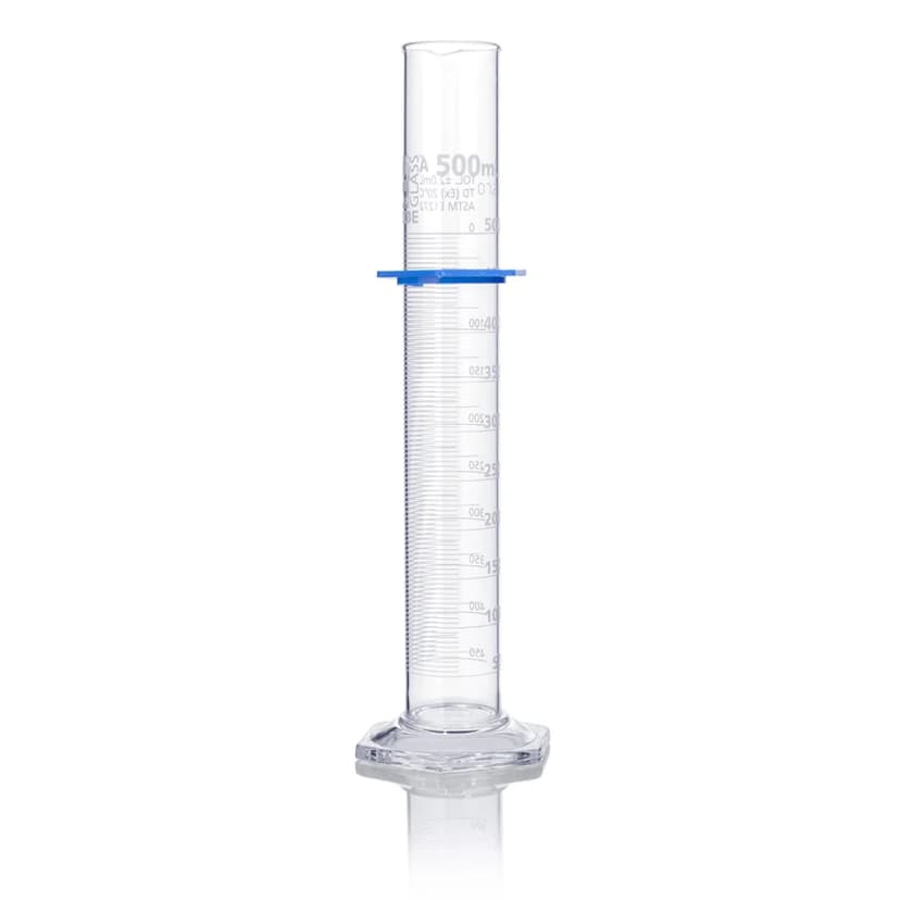 Cylinder, Graduated, Globe Glass, 500mL, Class A, To Deliver (TD), Dual Grads, ASTM E1272, 1/Box