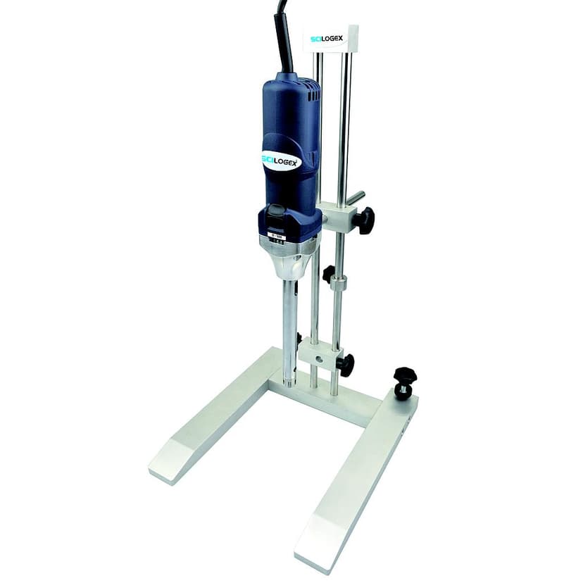 D500 Homogenizer Package - Drive Motor DS-500/2 20mm dia. generator, with S20F/ER20 flat head-open slot fine generator, 215mm immerse length, for water in oil or oil in water emulsions, volumes 100-5000ml and with H-600 stand 220V, 50Hz, Euro Plug