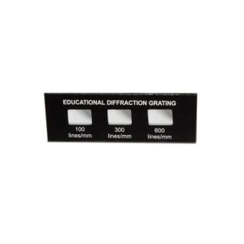 DEMO DIFFRACTION GRATING, 20MM X 10MM, GRATING 100, 300, AND 600 LINES