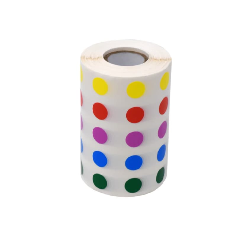 Label Rolls, Cryo, 13mm Dots, for 1.5-2mL Tubes, Assorted Colors (1000 dots in blue, green, violet, red and yellow)