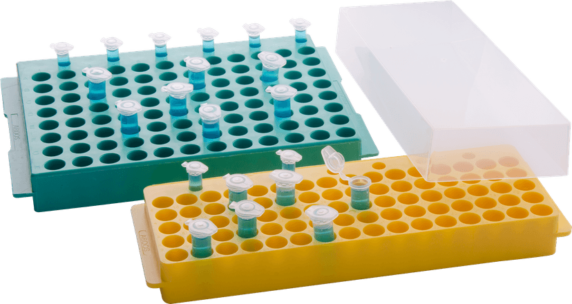 Abdos Reversible Rack with Cover (1.5 & 2 mL, / 0.5 mL) Blue with 96 Places, 6/CS