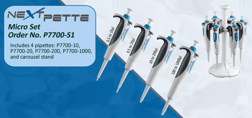 (includes 4 pipettes: P7700-200, P7700-1000, P7700-5M, P7700-10M, and stand P7700-CAR)
