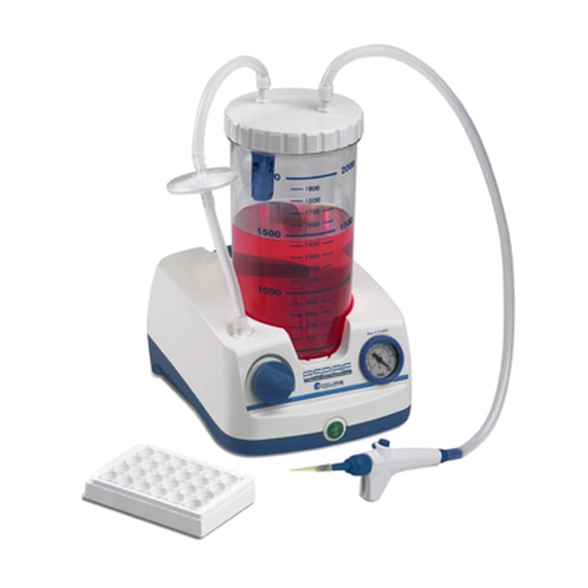 Aspire™ Laboratory Aspirator, includes base with internal vacuum pump, 2L Polycarbonate bottle with lid, silicone tubing, handheld vacuum controller and single channel adapters, 115V