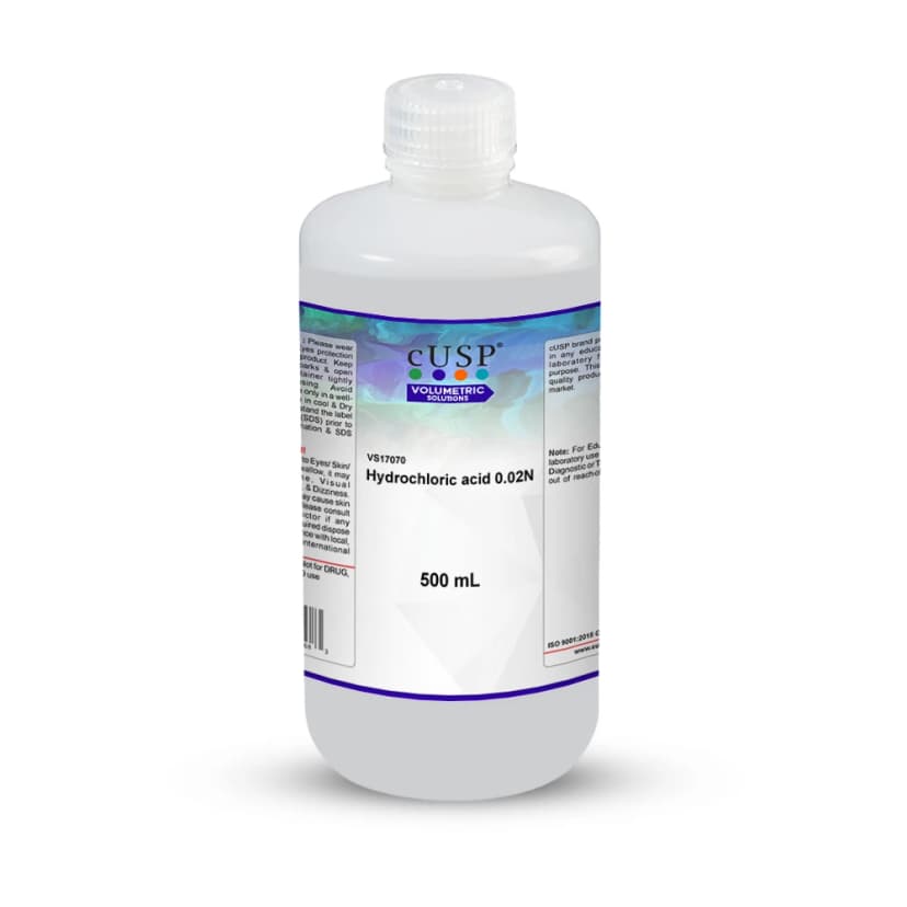 Hydrochloric Acid 0.020N (0.020M) - 500mL