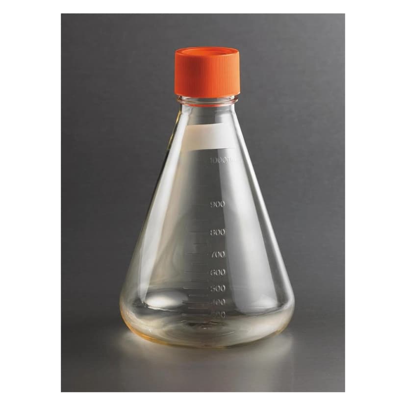 Corning 1L Polycarbonate Erlenmeyer Shake Flask with Flat Cap,Sterile,1/bag,25/case