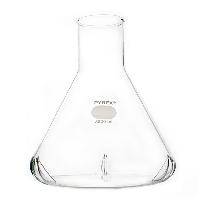 PYREX 2800mL Fernbach-Style Culture Flask with Baffles and Delong-Style Neck