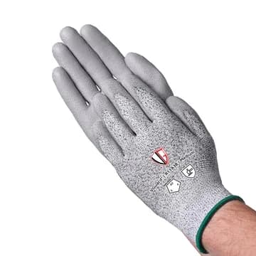 A3 HPPE PU Coated Cut Resistant Gloves, Salt & Pepper, 144 PR/CS, XL